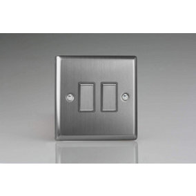 Varilight JTES002 Classic Brushed Steel 2-Gang Touch Dimming  (use with V-Pro Master)