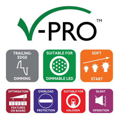 Varilight Quad V-Pro Rotary 2-Way LED Dimmer 4 x 0-120W - Screwless ...