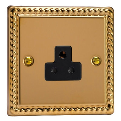 Varilight Round Pin Socket 2A - Classic Georgian Brass With Black ...