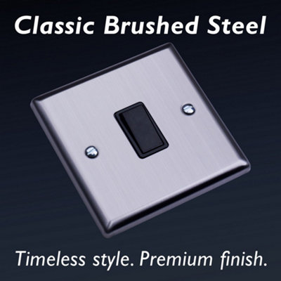 Varilight Single Rocker Light Switch 2-Way - Classic Brushed Steel With ...