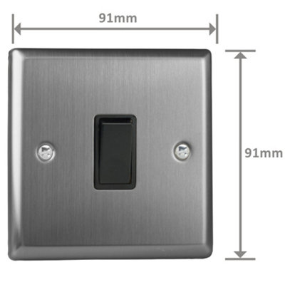 Varilight Single Rocker Light Switch 2-Way - Classic Brushed Steel With ...