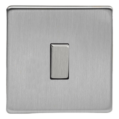 Varilight Single Rocker Light Switch 2-Way - Screwless Brushed Steel ...