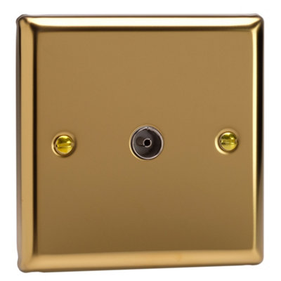 Varilight Single TV Socket Co-Axial - Classic Victorian Brass With ...