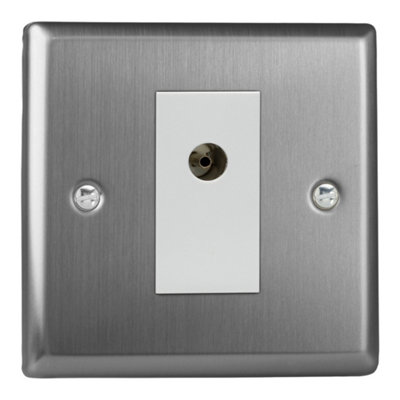 Varilight Single TV Socket Isolated Co-axial - Classic Brushed Steel ...