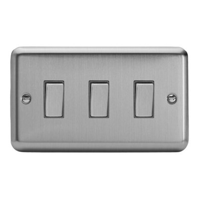 Varilight Triple Rocker Light Switch 2-Way Twin Plate - Value Matt ...