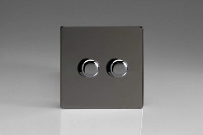 Varilight V-Pro Screwless Iridium Black 2-Gang LED Trailing Edge Dimmer Switch 1 or 2 Way
