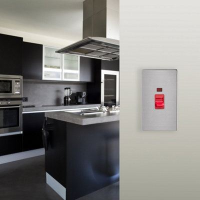 Varilight Vertical Cooker Switch With Neon - Screwless Brushed Steel ...