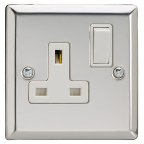 Varilight XC4W 13A Switched Socket 1-Gang Mirror Chrome White