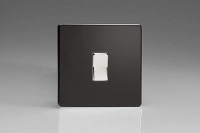 Varilight XDLR1S Screwless Premium Black 1-Gang 10A 1 or 2 Way Retractive Light Switch