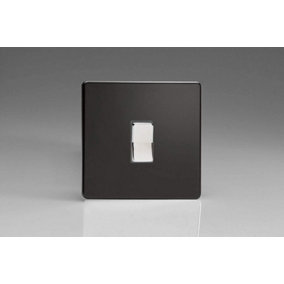 Varilight XDLR1S Screwless Premium Black 1-Gang 10A 1 or 2 Way Retractive Light Switch