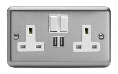 Varilight XS5U2SW 13A Socket 2-Gang With USB White