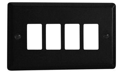 Varilight XYPGY4.MB Urban Matt Black 4 Gang PowerGrid Plate (Twin Plate)