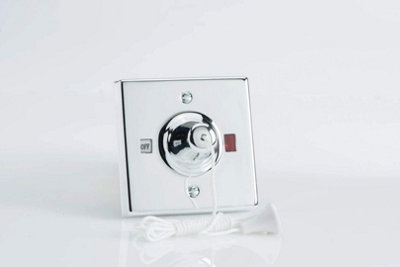 Varilight YPSC45 Shower Ceiling Pull Cord Isolator Switch with Neon DP 45A (Chrome Effect) at B&Q