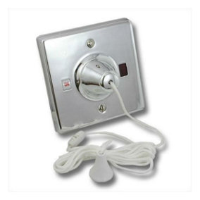 Varilight YPSC45 Shower Ceiling Pull Cord Isolator Switch with Neon DP 45A (Chrome Effect)
