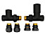 Vario Term Straight Black Brass Antique Brass Regulating + Lockshield Valve Radiator Set Copper and PEX Connectors
