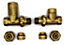 VarioTerm Straight Version with PEX Connectors Elegant Antique Brass Regulating + Lockshield Valve Radiator Set