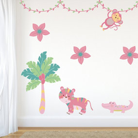 Various Pink Jungle themed Wall Stickers