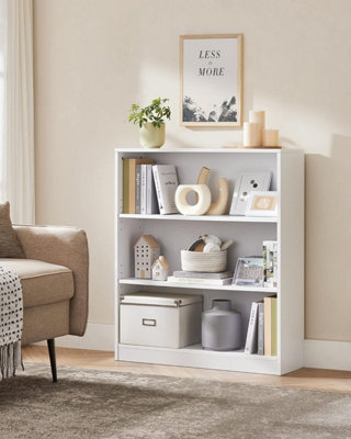 VASAGLE 3 Tier Bookcase Shelving Unit, Stand Shelf, Book Rack, Storage Shelf, Scandinavian Style, White