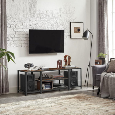 VASAGLE 3-Tier TV Stand for TVs up to 65 Inches, 147 cm TV Unit with ... - Luxury Industrial Tv Cabinets