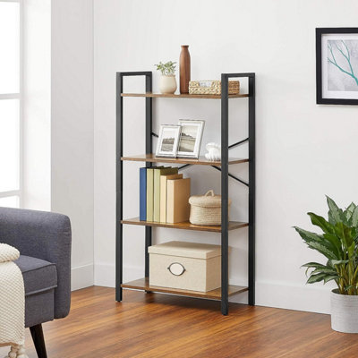VASAGLE 4-Tier Bookshelf, Storage Rack with Steel Frame, 120 cm High ...