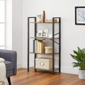 VASAGLE 4-Tier Bookshelf, Storage Rack with Steel Frame, 120 cm High, for Living Room, Office, Study, Hallway, Industrial Style