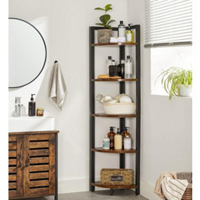 VASAGLE 5-Tier Corner Shelf, Multipurpose Storage Shelf, Plant Stand, 30 x 30 x 150 cm, Industrial, for Living Room, Bedroom, Home