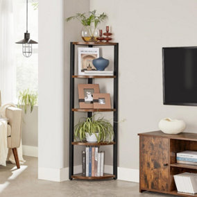 VASAGLE 5-Tier Corner Shelf, Multipurpose Storage Shelf, Plant Stand, for Living Room, Bedroom, Home Office, Studio, Industrial