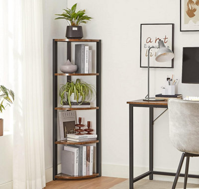 VASAGLE 5-Tier Corner Shelf, Multipurpose Storage Shelf, Plant Stand, for Living Room, Bedroom, Home Office, Studio, Industrial