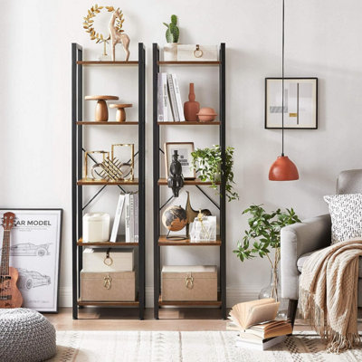 VASAGLE 5-Tier Storage Rack, Bookshelf with Steel Frame, for Living ...