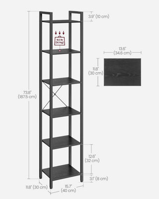 VASAGLE 6-Tier Bookshelf, Bookcase, Shelving Unit, Book Rack, for ...