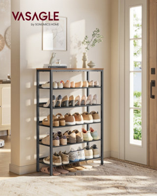 VASAGLE 6-Tier Shoe Storage Shelf, Adjustable Freestanding Organizer ...