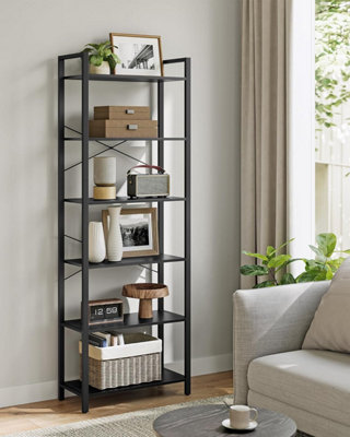 VASAGLE 6-Tier Tall Bookshelf, Large Bookcase, Freestanding Shelf Unit, Organizing Shelf Unit, Ebony Black and Ink Black