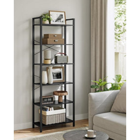 VASAGLE 6-Tier Tall Bookshelf, Large Bookcase, Freestanding Shelf Unit, Organizing Shelf Unit, Ebony Black and Ink Black