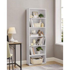 VASAGLE 6-Tiered Bookshelf, Modern Bookcase, Storage Organizer Rack, for Living Room, Study, Office, Bedroom, Cloud White