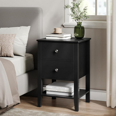 VASAGLE Bamboo Bedside Tables Set of 2 Nightstands Featuring 2 Drawers and Open Shelf Modern Design