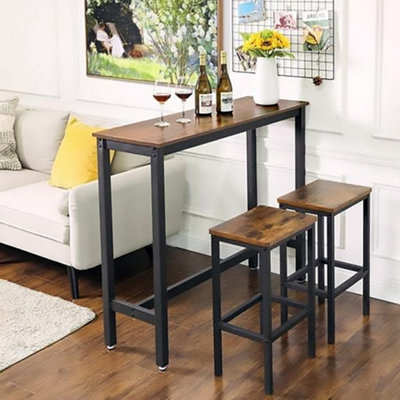 Narrow bar clearance table with stools