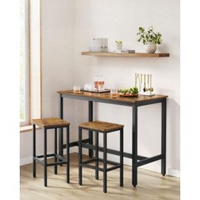 VASAGLE Bar Table Set, Bar Table with 2 Bar Stools, Breakfast Bar Table and Stools Set, Kitchen Counter with Bar Chairs