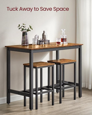 VASAGLE Bar Table Set, Bar Table with 2 Bar Stools, Breakfast Bar