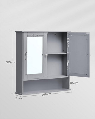 VASAGLE Bathroom Cabinet with Mirror, Wall Cabinet with 2 Mirrored ...