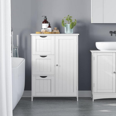 VASAGLE Bathroom Floor Storage Cabinet, Bathroom Storage Unit with 3 ...