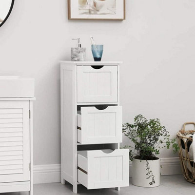 VASAGLE White Storage Cabinet with 3 Shelves