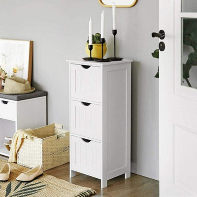 VASAGLE Bathroom Floor Storage Cabinet, Slim Storage Unit 3 Drawers, 32 x 30 x 81 cm, for Bathroom, Living Room, Bedroom, Kitchen