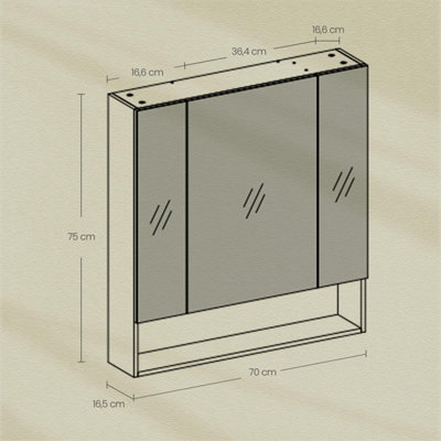 VASAGLE Bathroom Mirror Cabinet, Bathroom Cabinet with Mirror, Wall ...