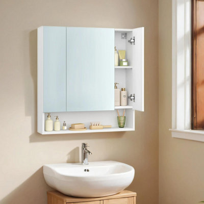 VASAGLE Bathroom Mirror Cabinet, Cabinet with Mirror, Wall Mirror Cabinet, Open Compartment ...