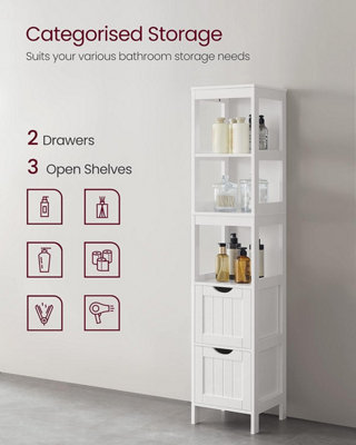 VASAGLE White Storage Cabinet with 3 Shelves