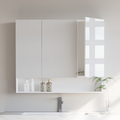 VASAGLE Bathroom Wall Storage Cabinet, Mirror Cabinet with Adjustable ...