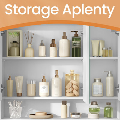 VASAGLE Bathroom Wall Storage Cabinet, Mirror Cabinet with Adjustable ...