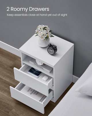 VASAGLE Bedside Table, Modern LED Storage Unit with Multiple Drawers, White