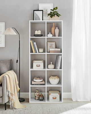 VASAGLE Bookcase, 10 Cube Storage Unit, Bookcase for Living Room, Study, Office, Bedroom, Room Divider Shelf, Scandinavian, White