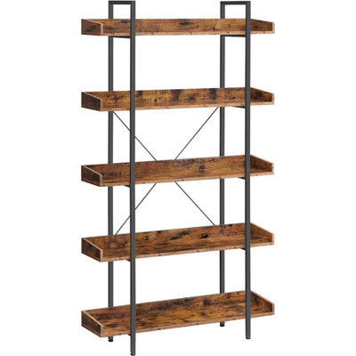 VASAGLE Bookcase, 5 Tier Shelf Unit, Spacious Storage Shelves, Simple Assembly, Living Room, Bedroom, Home Office, Industry